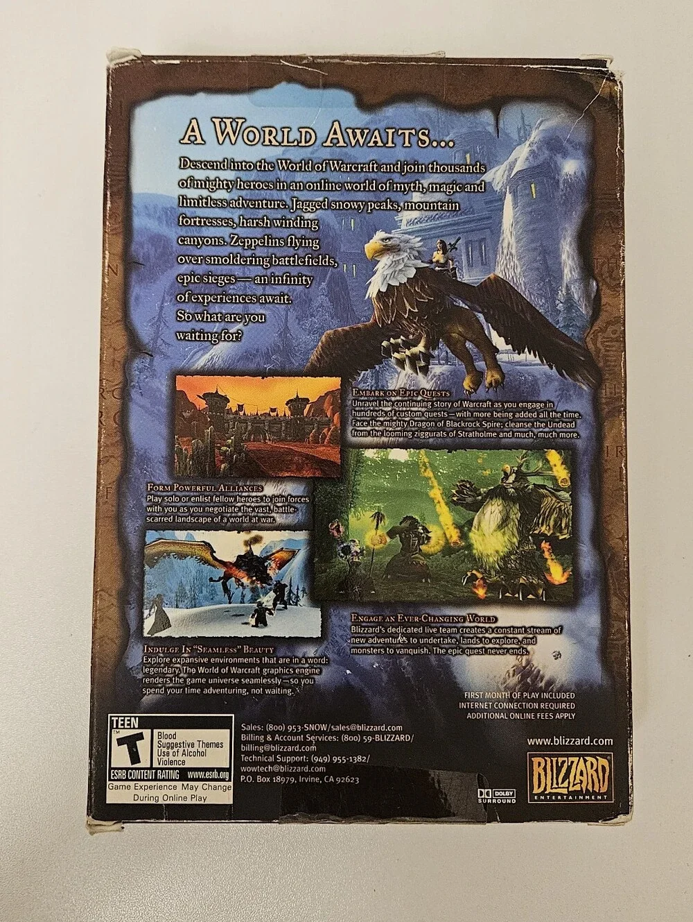 World of Warcraft PC Game Box Fantasy Artwork Original Big Box Edition Complete
